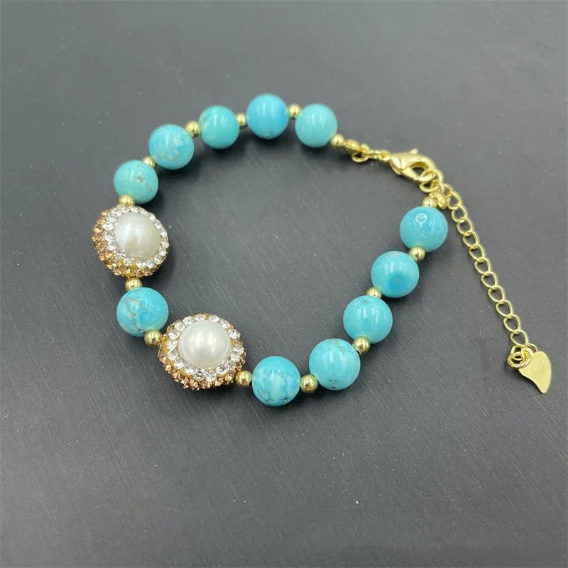 Turkish Natural Blue Gemstone Rhinestone Crystal Necklace Ring Earring Set