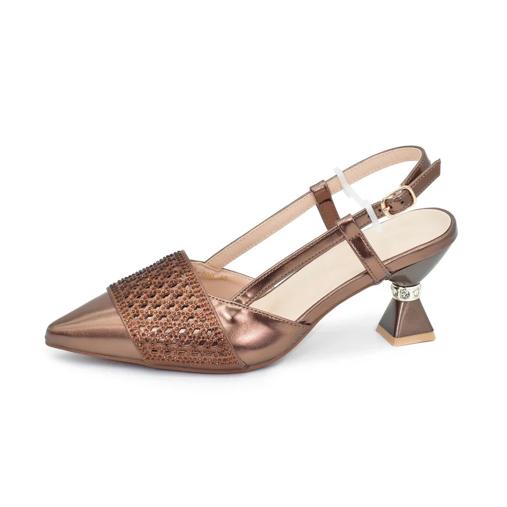 New Arrival Women Italian Shoes and Matching Bags Sets Decorated