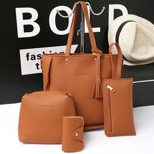 4Pcs/set Crossbody Bags  Leather Shoulder Bags Purse Ladies PU Crossbody Bag Bolsa