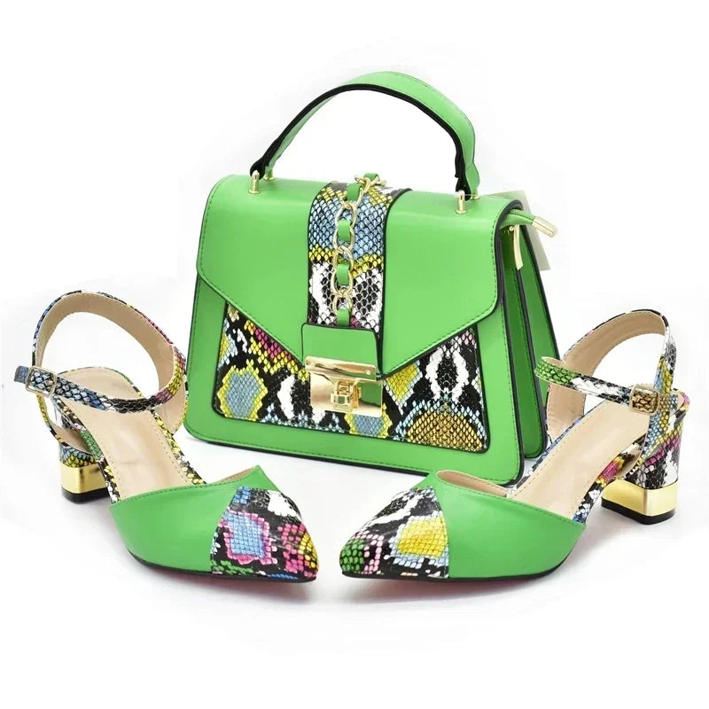 Fashion Leopard Shoes and Bag Set Wedding Pumps for Women Bride Shoes and Bag for Party Wedding