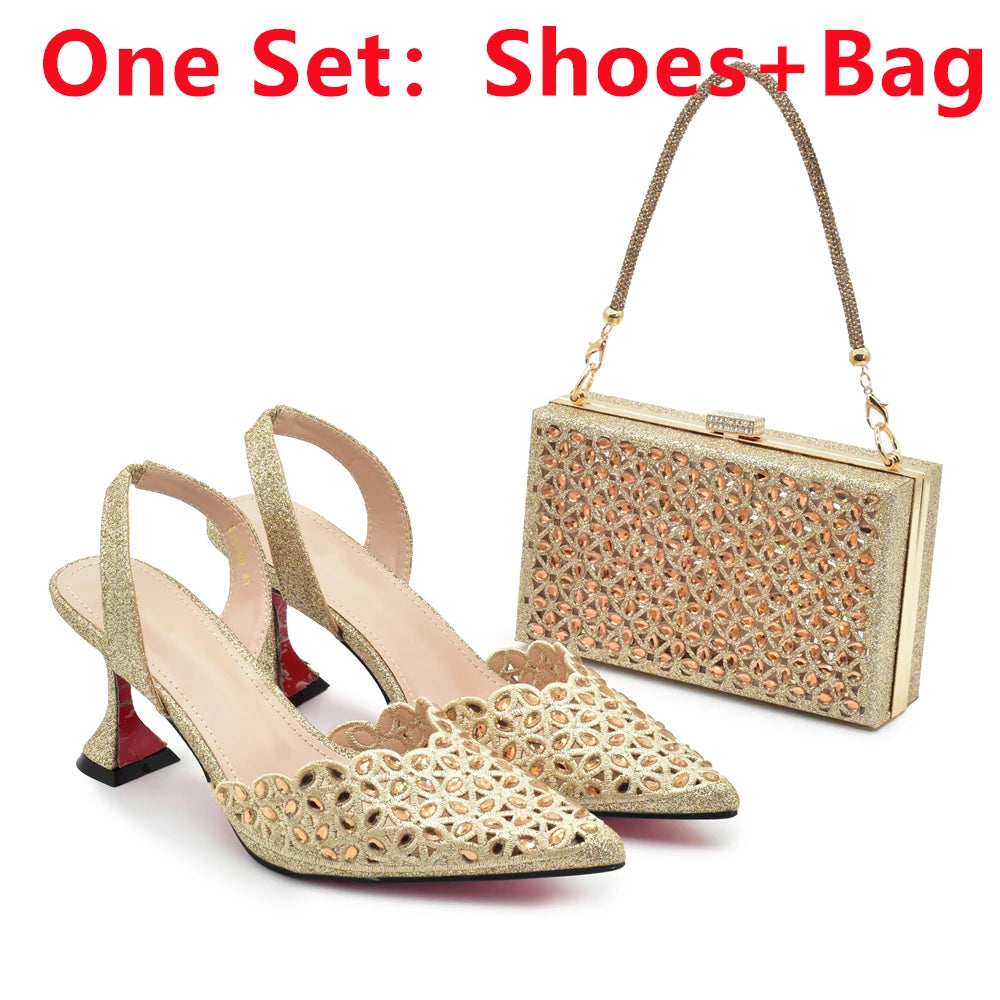 Silver Color Shoes and Bag for Party Wedding Luxery Women Shoe and Bag