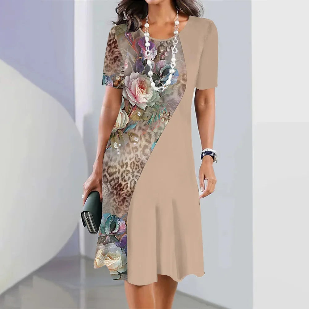 Floral Loose Vintage Sexy Elegant  Party Mid Sleeve Dress