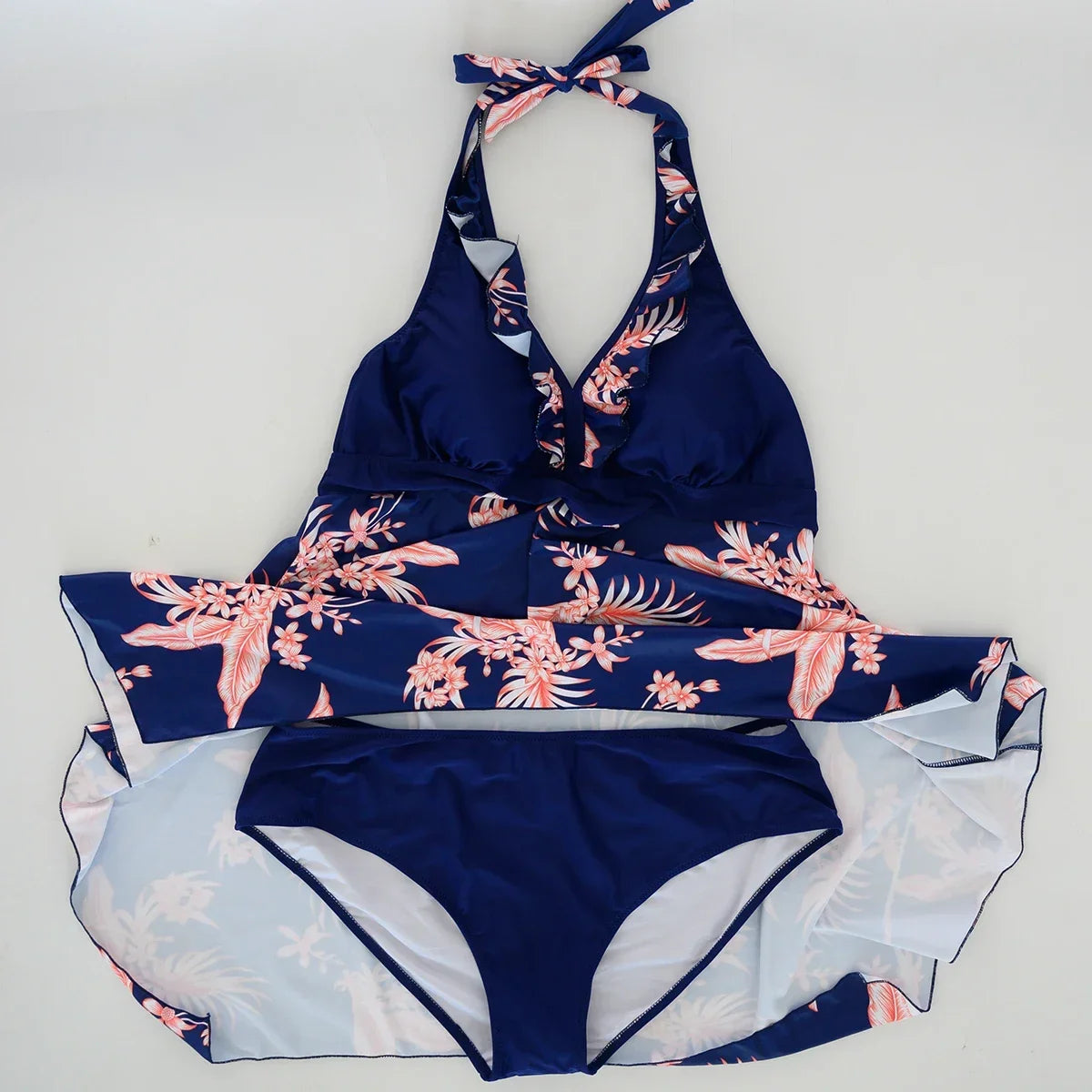 Plus Size Swimsuit Female Split Lace Print Slim Fit Bag Hip Sexy Skirt