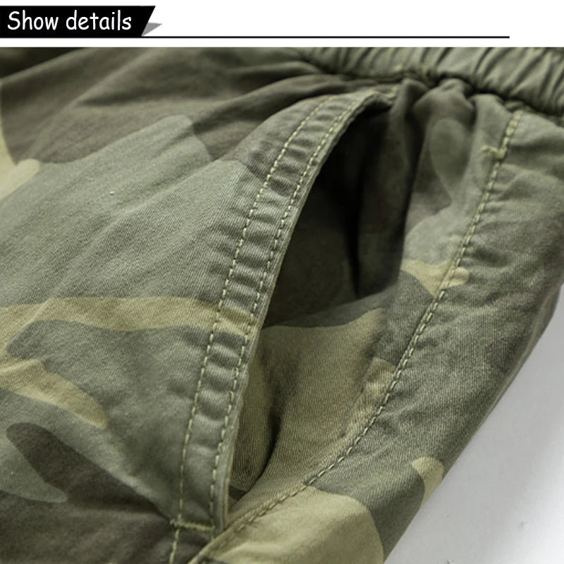 Outdoor Leisure Camouflage Comfortable Shorts For Men Elastic Waist Loose Straight High-Quality
