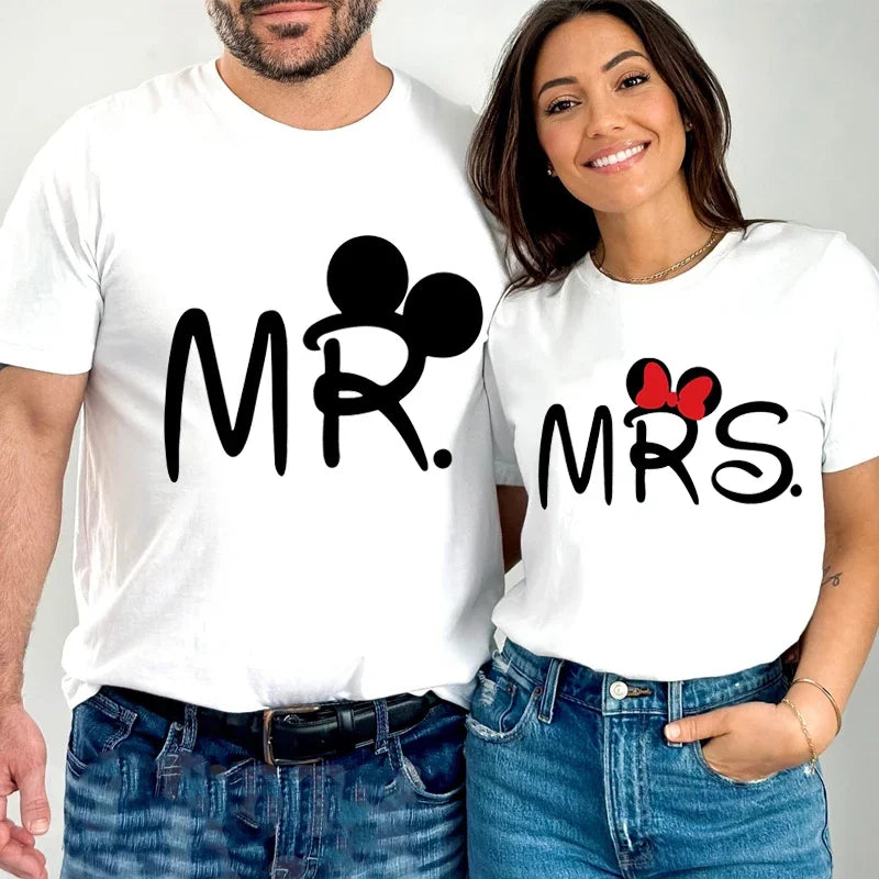 Mouse Cartoon MR MRS Print Couple TShirt Lovers Bird