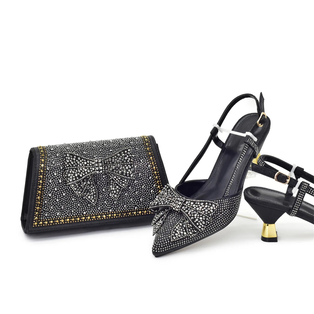 New Arrival Italian Shoe and Bag Set Designer Wedding Luxury  Shoes and Bag Set