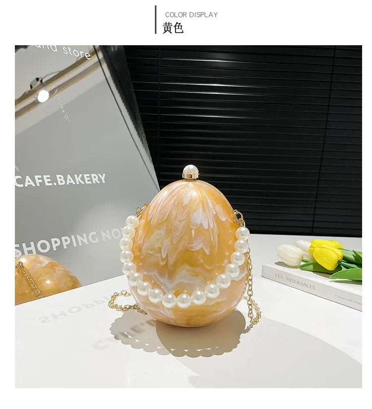 New acrylic eggshell bag 2025 fashion niche design women's messenger bag portable dinner bag