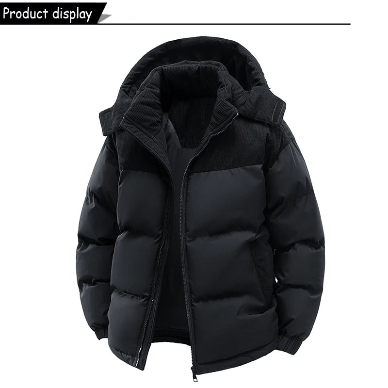 Winter  Outdoor Removable Hooded Windbreak Jacket  Warm Solid Jacket For Men