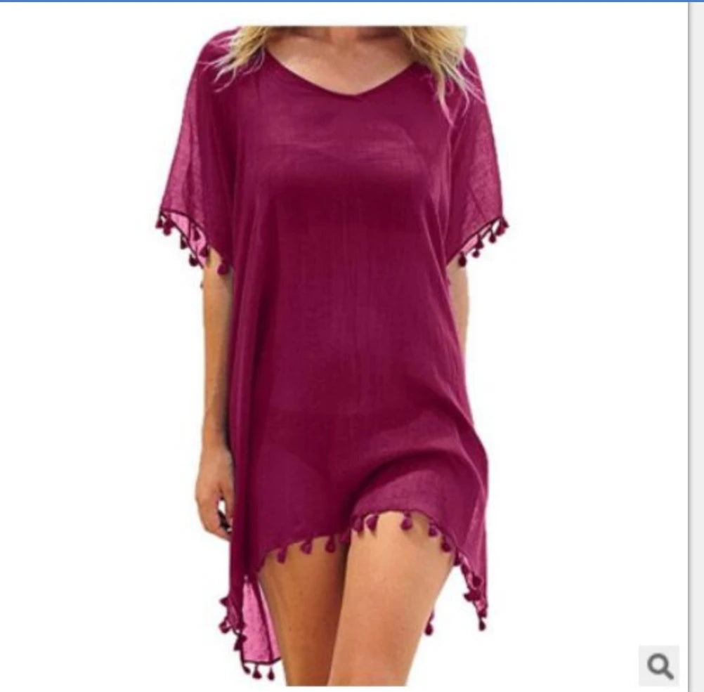 Summer Beach  Loose  Solid Color Casual Sea Side Clothes