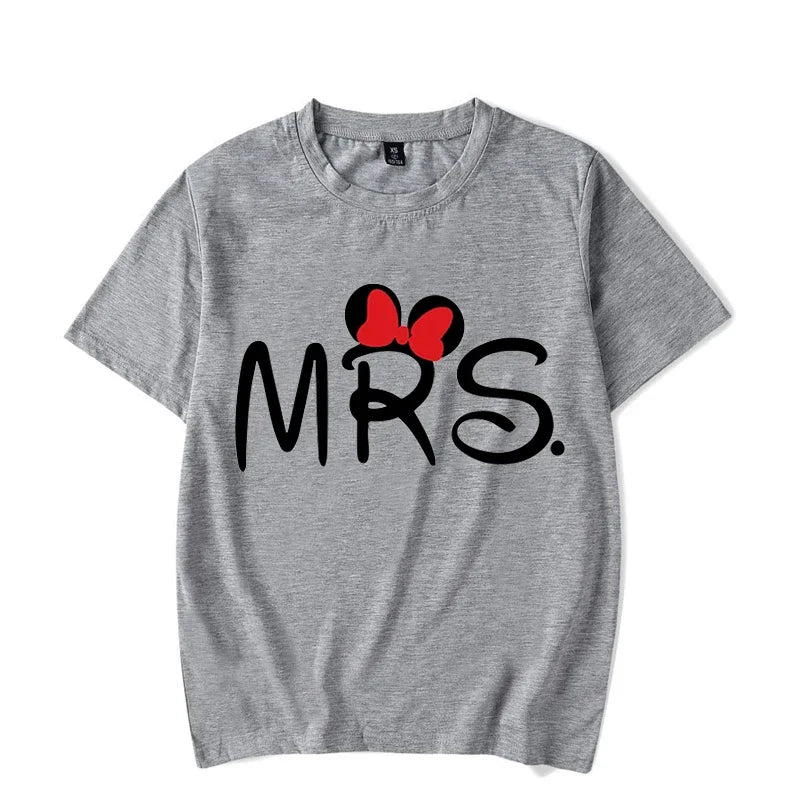 Mouse Cartoon MR MRS Print Couple TShirt Lovers Bird