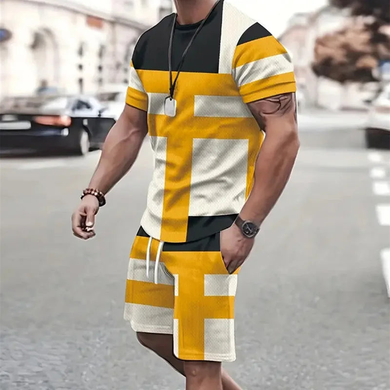 Sportswear Short Sleeve T Shirt Summer  Two Piece Suit For Men