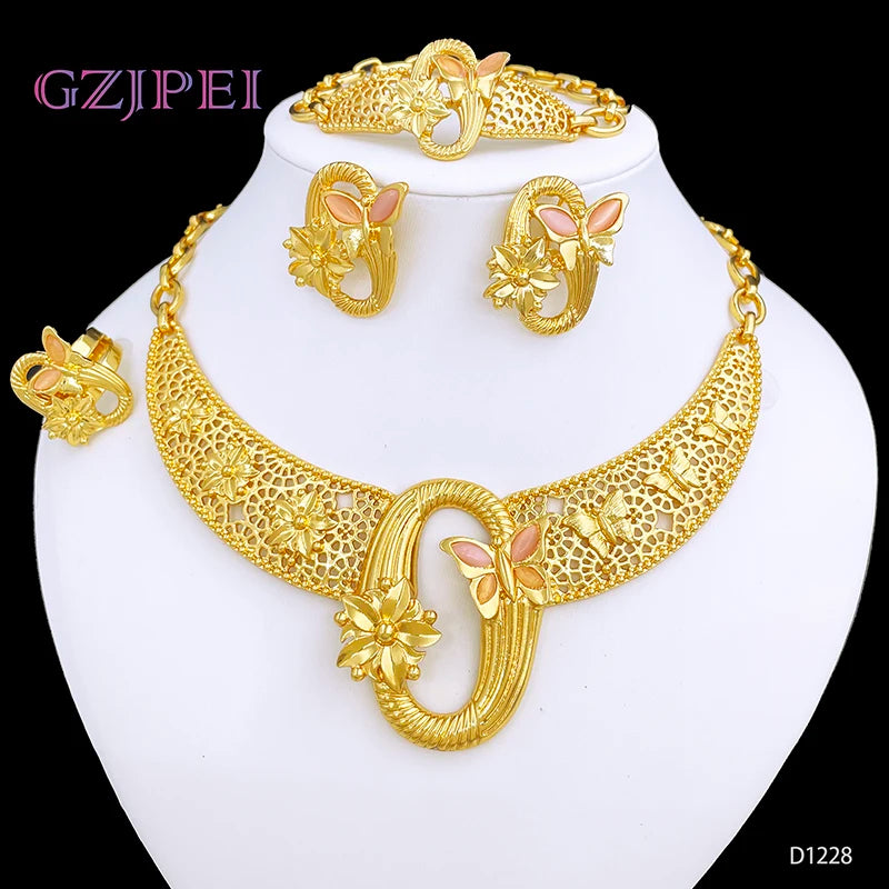 Dubai 18K Gold Plated Jewelry Set For Women High Quality Jewelry 4 Set