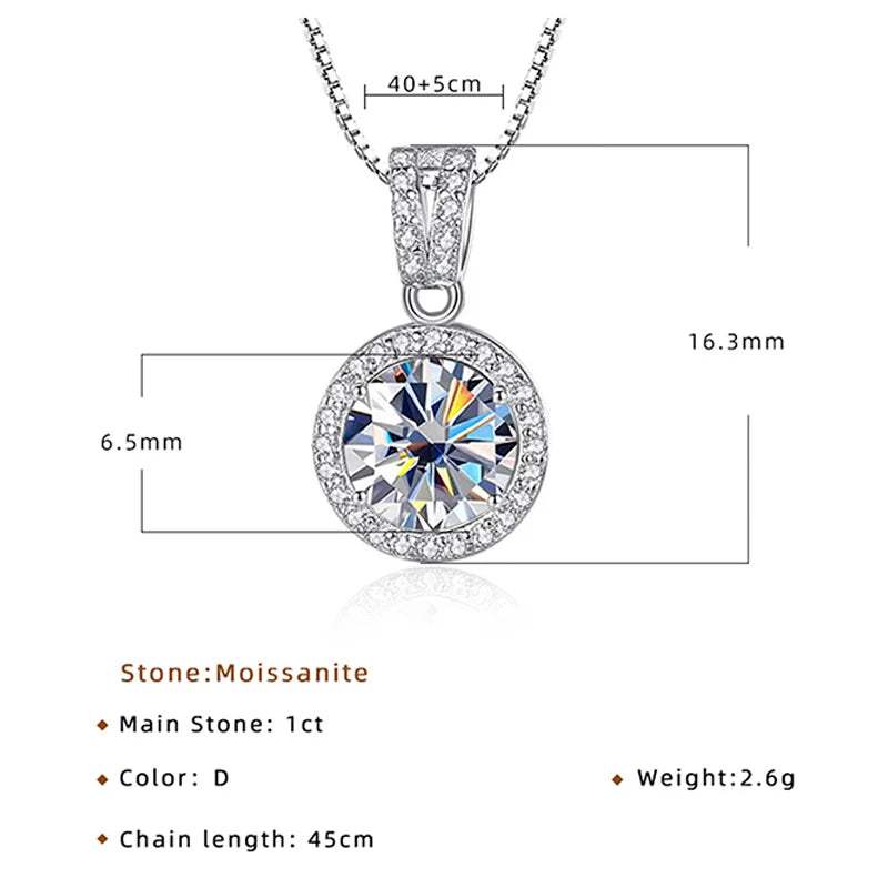 Moissanite Diamond Pendant Necklaces Luxury Chain