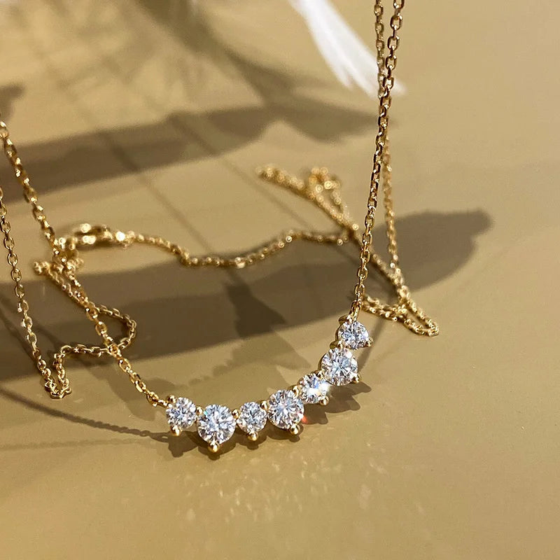 Silver Plated 18K Gold Geometric CZ Pendant Necklace