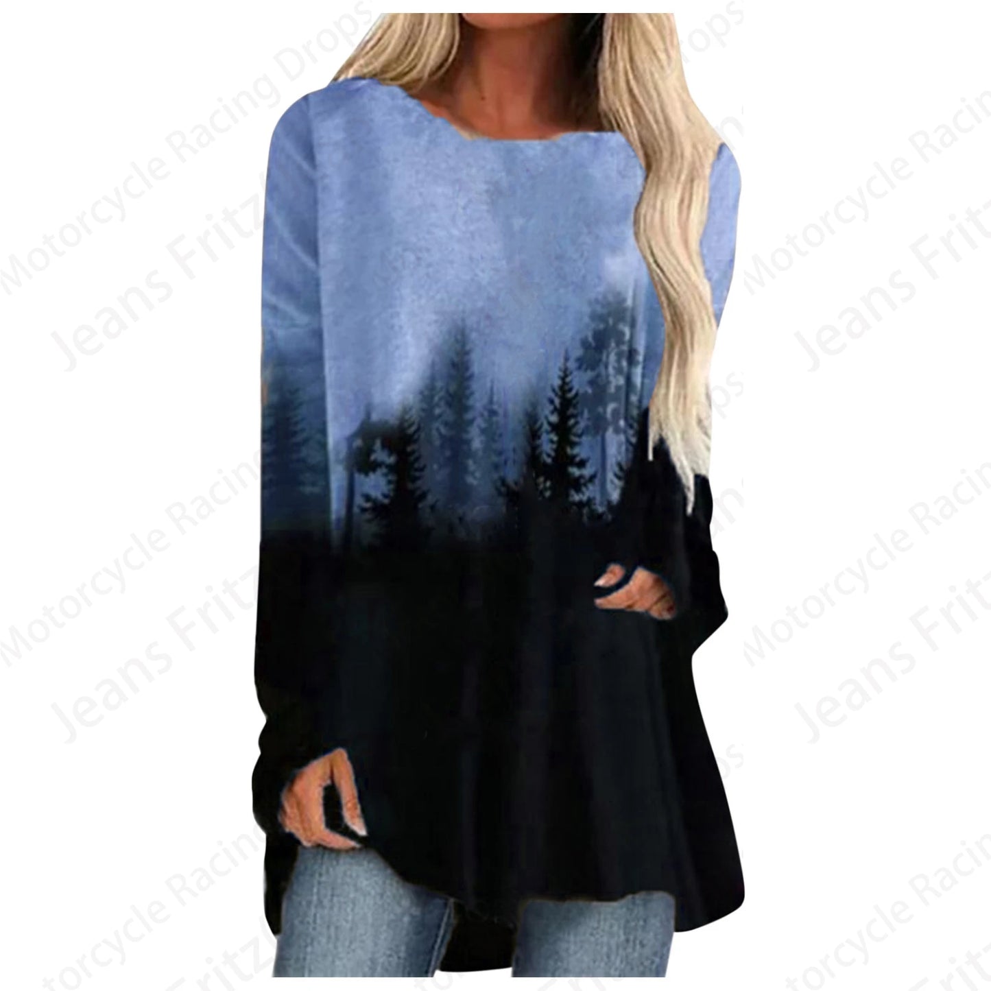 Long Sleeve Tops Lady Tshirt Tunic  Clothing