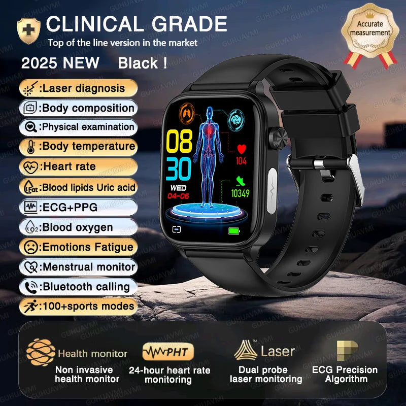 New ECG+PPG AI Health Diagnose Smart Watch Men And Women, Blood Lipid BP Uric Acid Heart rate Tracker