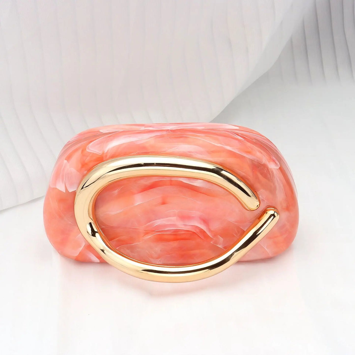 Trendy Acrylic Clutch Purses Metal Handle Purse Women's Evening Bag for Weddings Lady Parties Skin-Touch Coating Handbag