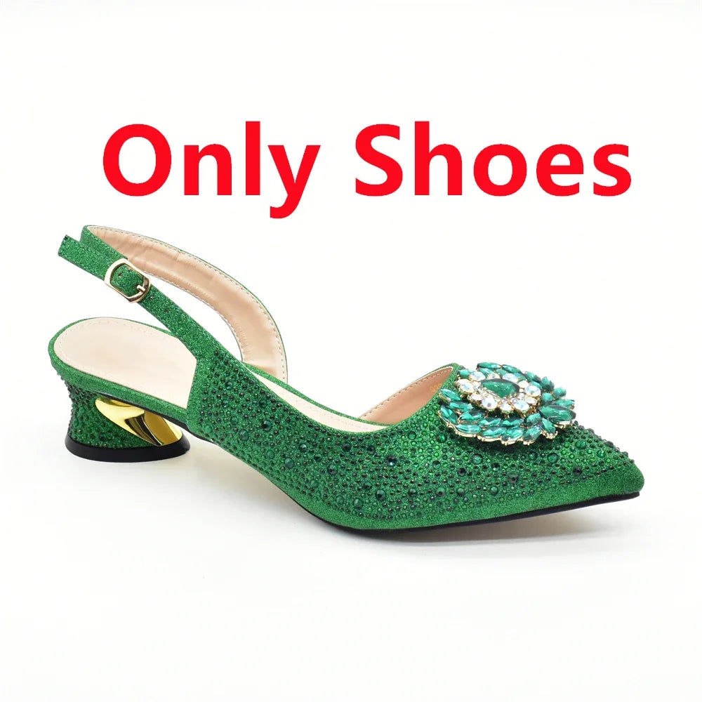 Luxury Designer Silver Italian Matching Shoes and Bag Set