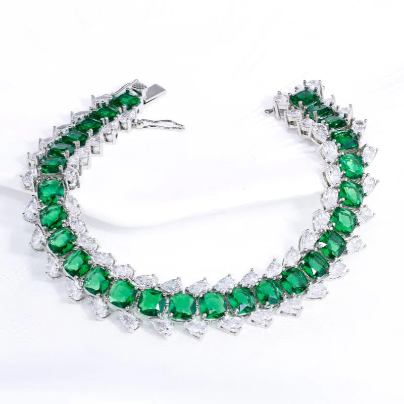 French vintage emerald green zircon high-end party collarbone necklaces