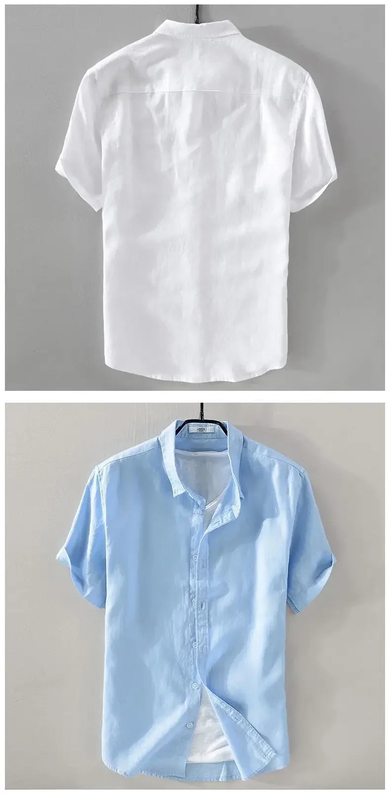 Pure Linen Short Sleeve Shirt For Men