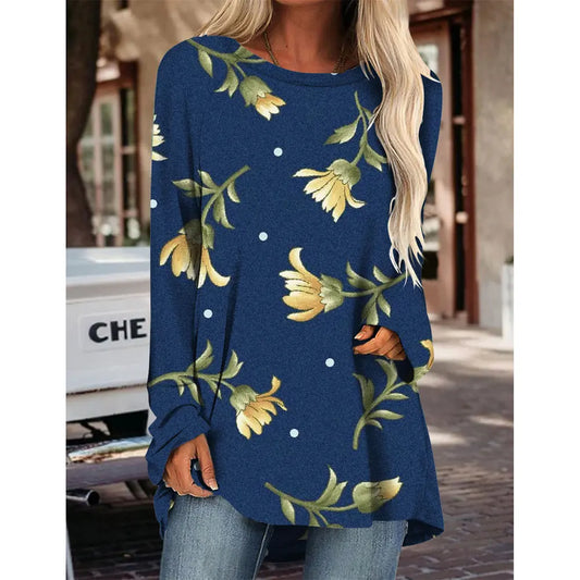 Round Neck Long Sleeve Blouse