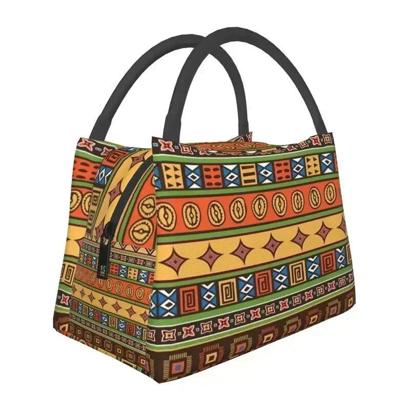 Ankara Print Insulated Lunch Bag for African Pattern Wax Design