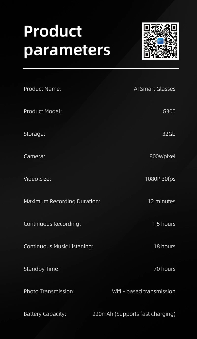 800w Pixel Smart Glasses With Ai Camera For High-definition Photography Video Recording Voice Calls And Translation