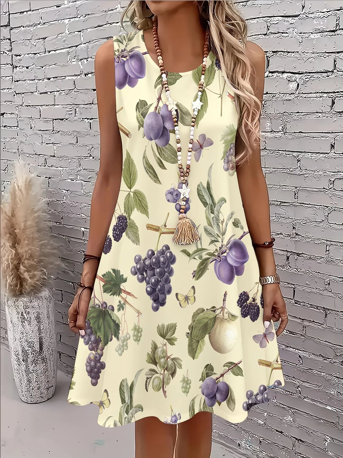Round neck dress Floral Print Sleeveless Summer Dress