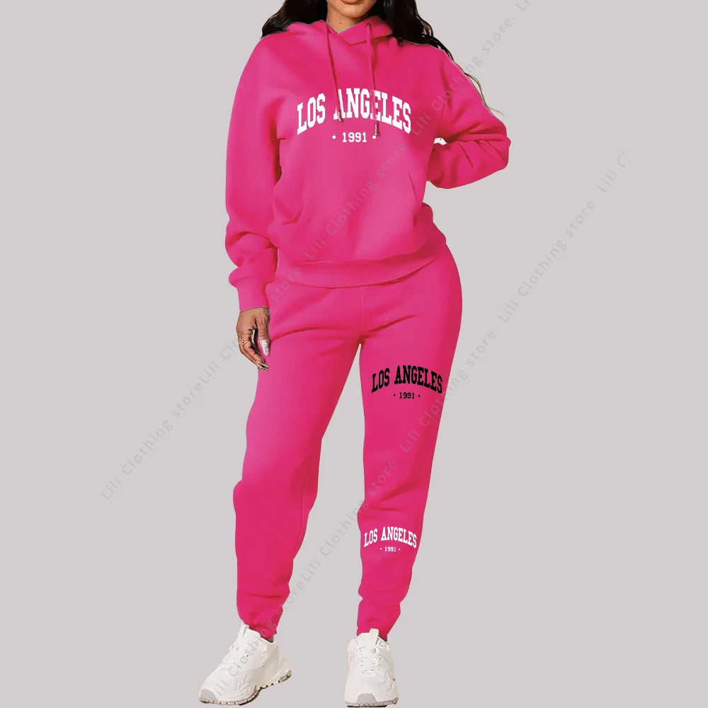 Women Sportswear Sweatsuit Los Angeles Letter Print