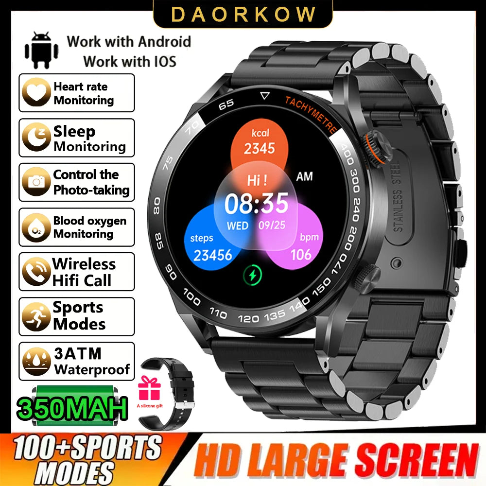 2026 New Smart Watch Men 1.5 inch Bluetooth Call Heart Rate Health 107+ Sports Fitness Watch Waterproof Business Man Smartwatch
