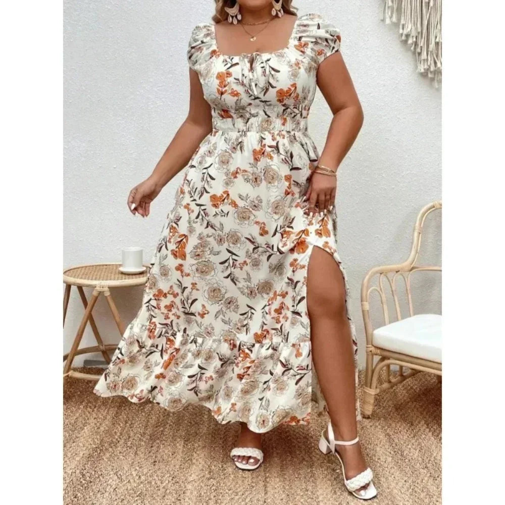 Outdoor Flower Casual Long Party Dress