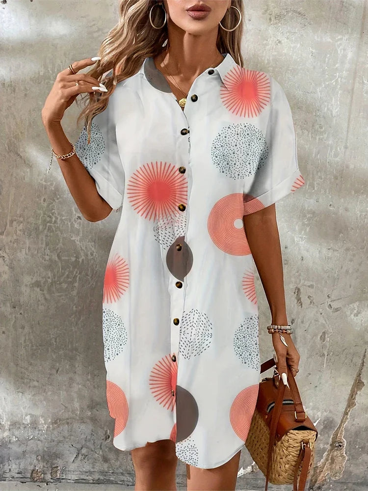 Comfortable Short Sleeve Mini Dress Sweet Flower  Fashion Women Dress