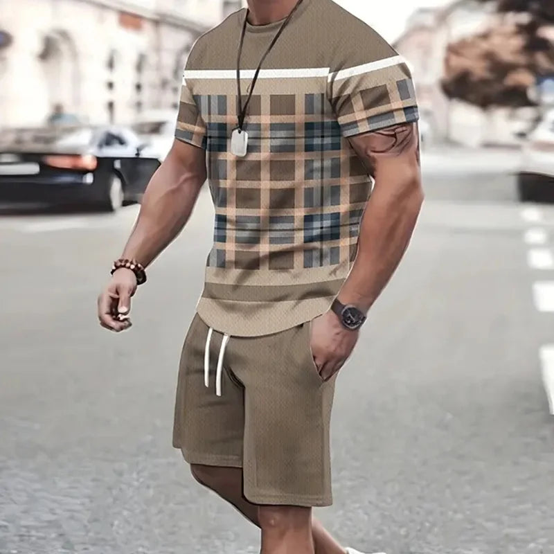 Sportswear Short Sleeve T Shirt Summer  Two Piece Suit For Men