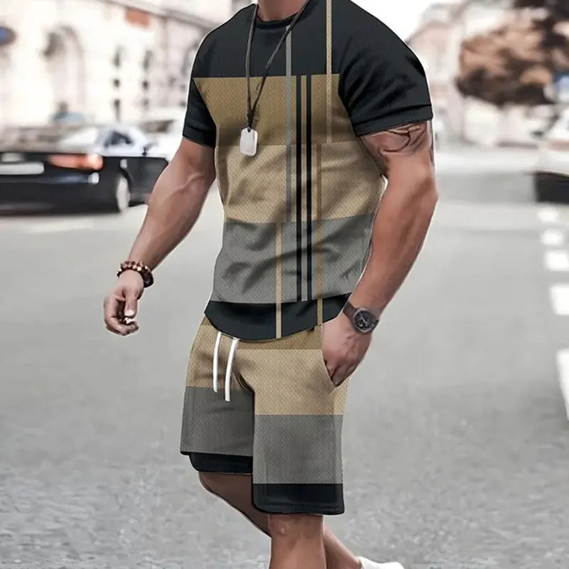Sportswear Short Sleeve T Shirt Summer  Two Piece Suit For Men