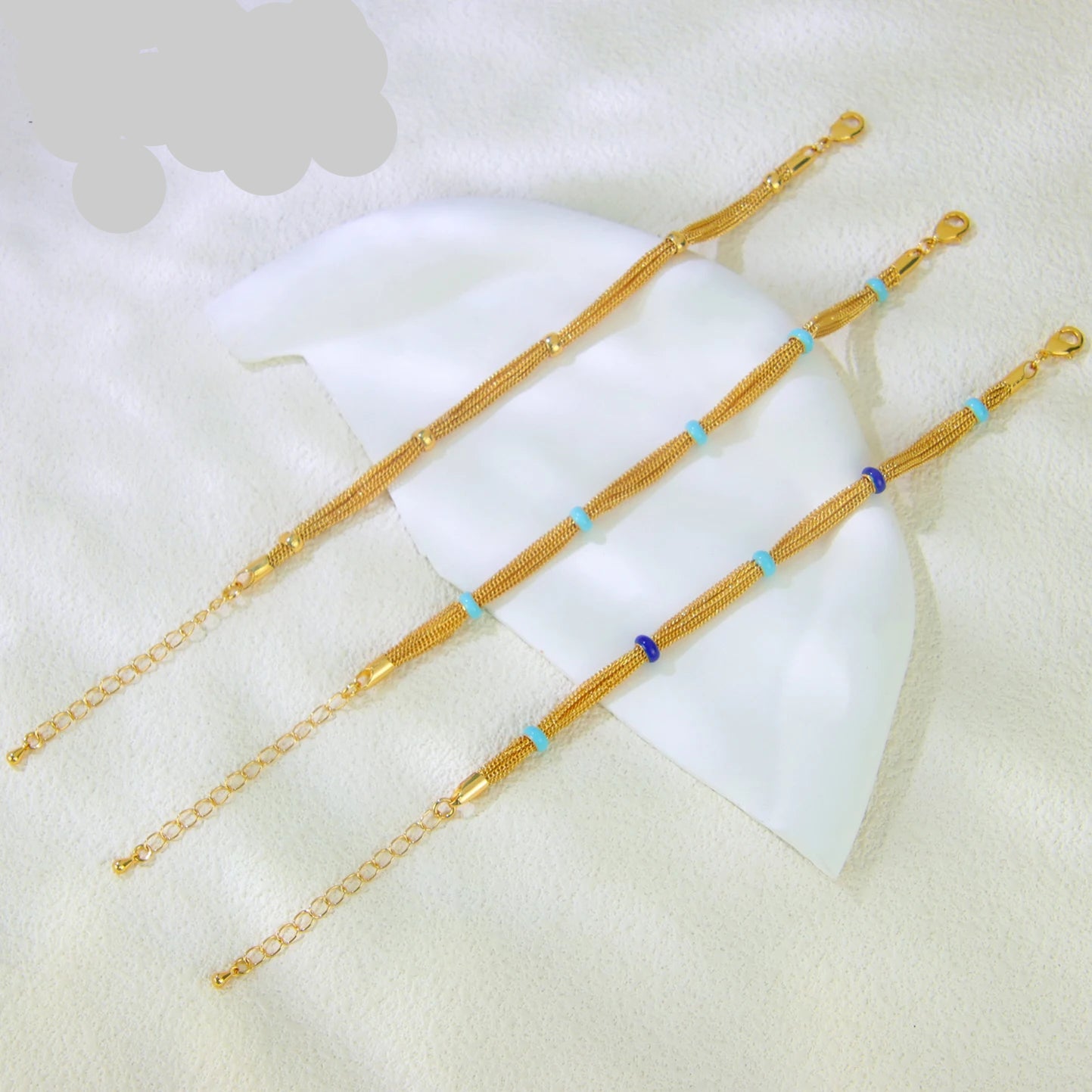 21k Gold Plated Multi Chains Necklace Bracelet Earrings
