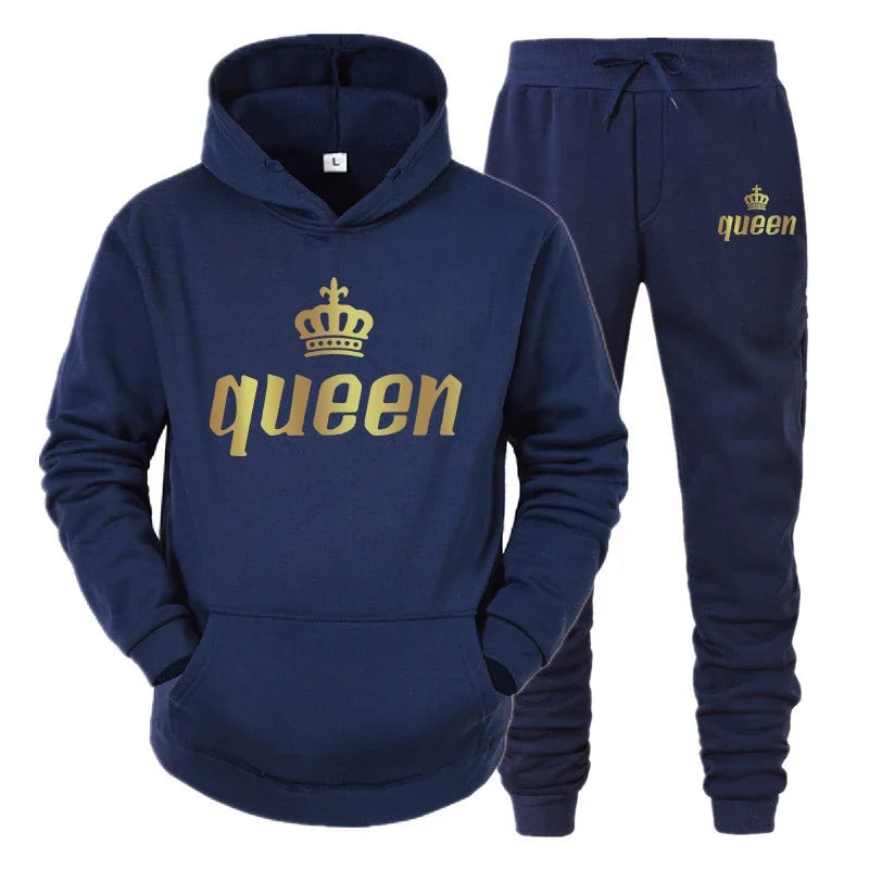 King And Queen Couple Outfit Hoodie and Jogger High Quality King Queen Tracksuit