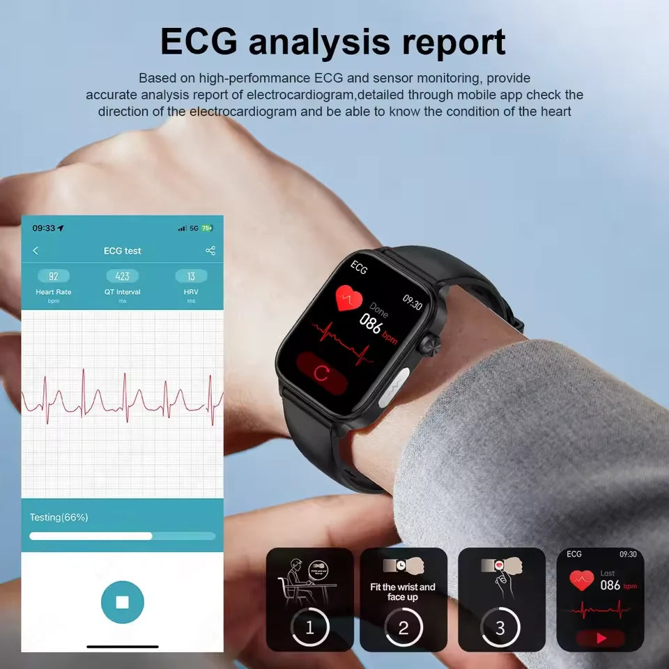 New ECG+PPG AI Health Diagnose Smart Watch Men And Women, Blood Lipid BP Uric Acid Heart rate Tracker