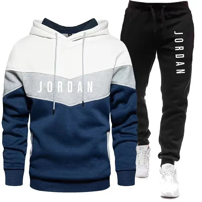 Jogging Sportswear Set Hoodie Sweatpants Rubberized Jacket Fashion Sports Winter Warm 2 Piece Set