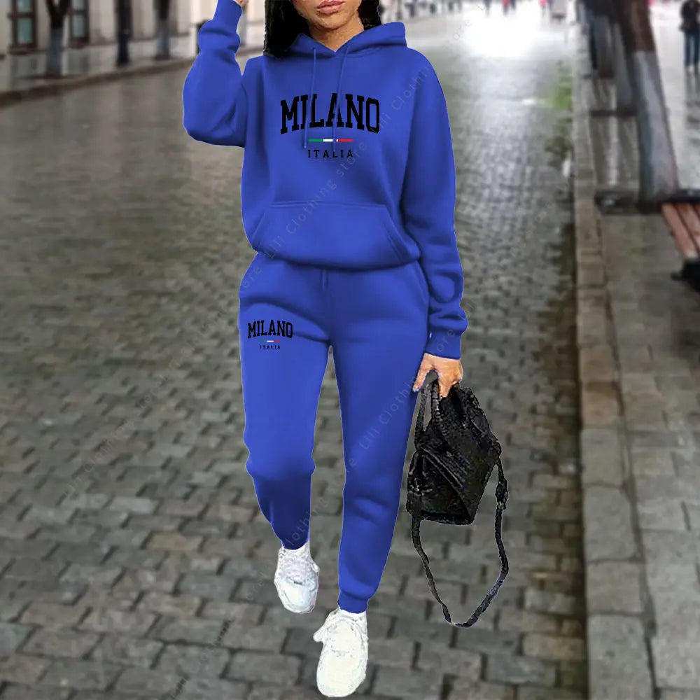 Women's Sets 2pcs Hoodies Outfits  MILANO Letter Print Tracksuit