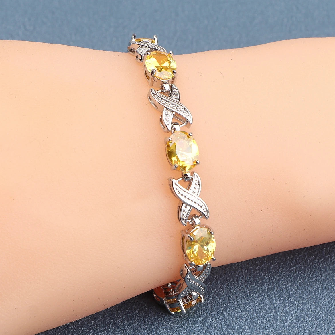 Silver Gold Plated Charm Black Cubic Zircon Bracelets  Jewelry 18+2CM Length
