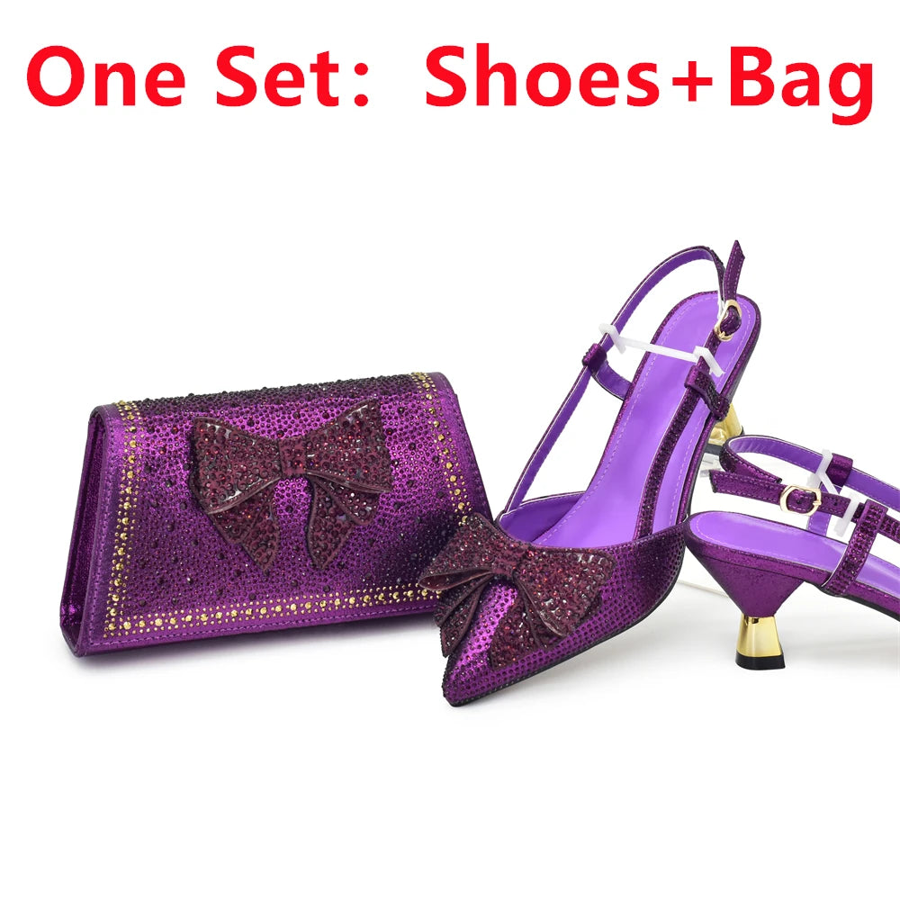 New Arrival Italian Shoe and Bag Set Designer Wedding Luxury  Shoes and Bag Set