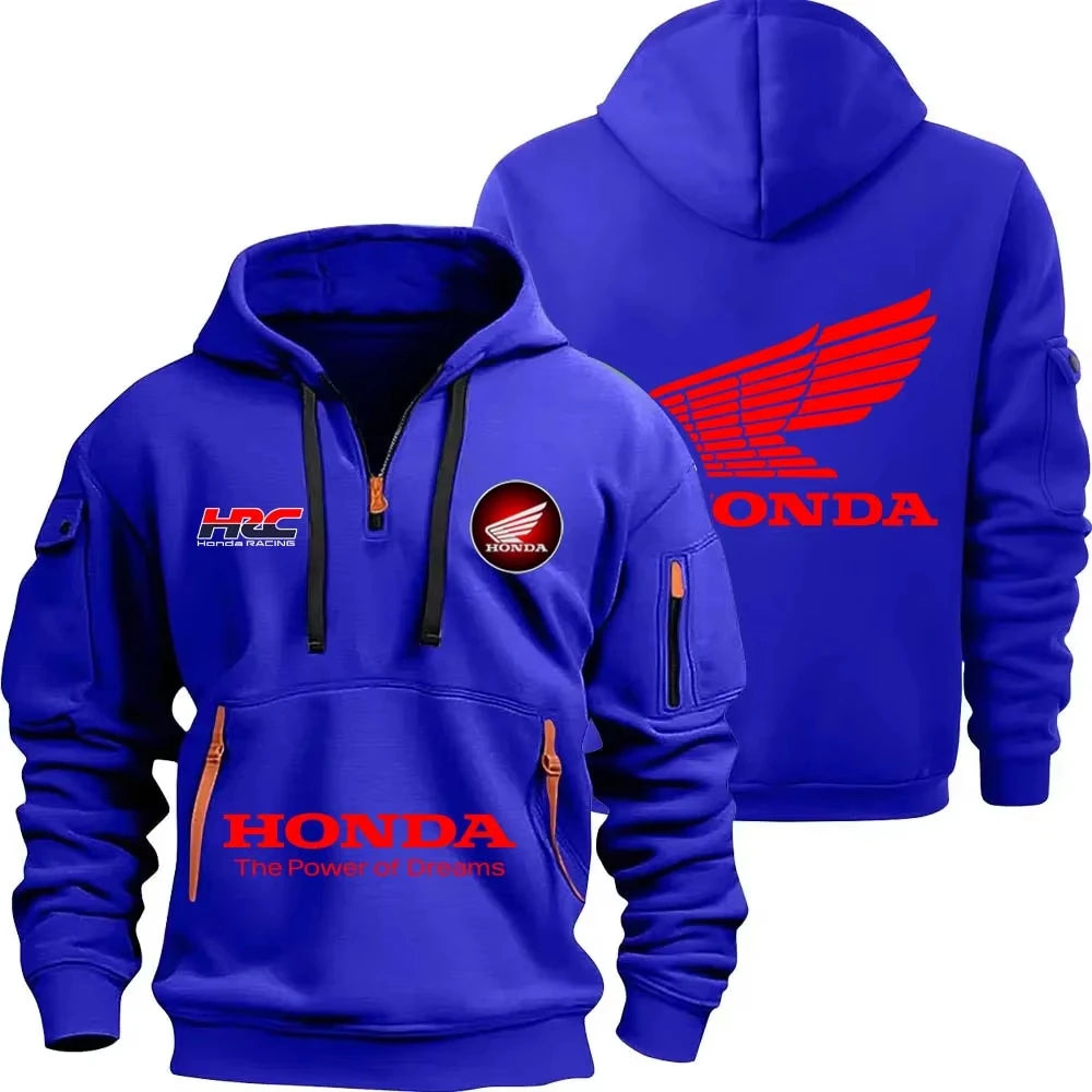Honda zipper hoodie outdoor sports enthusiasts new men and women half zipper pocket