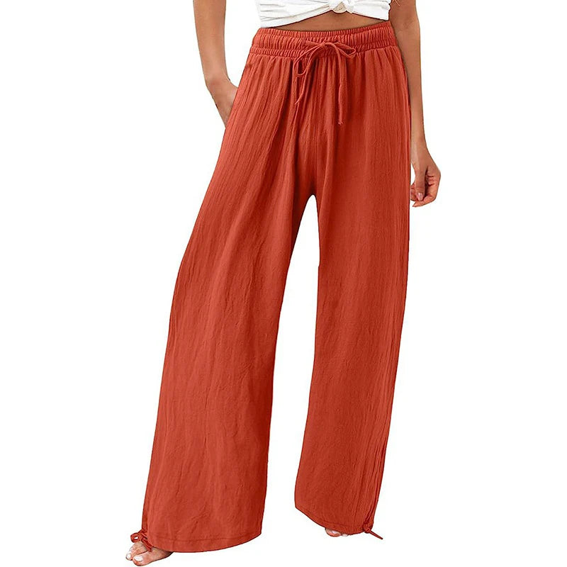 Relaxed-Fit Casual Pants 3D Floral Print Comfortable Breathable Fashionable Wide-Leg Pants