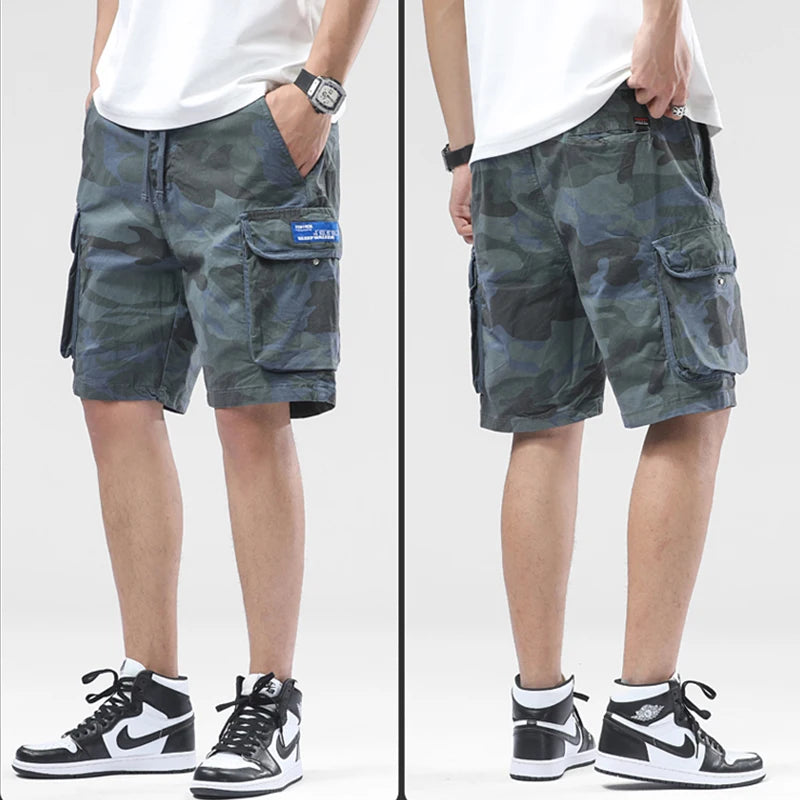 Outdoor Leisure Camouflage Comfortable Shorts For Men Elastic Waist Loose Straight High-Quality