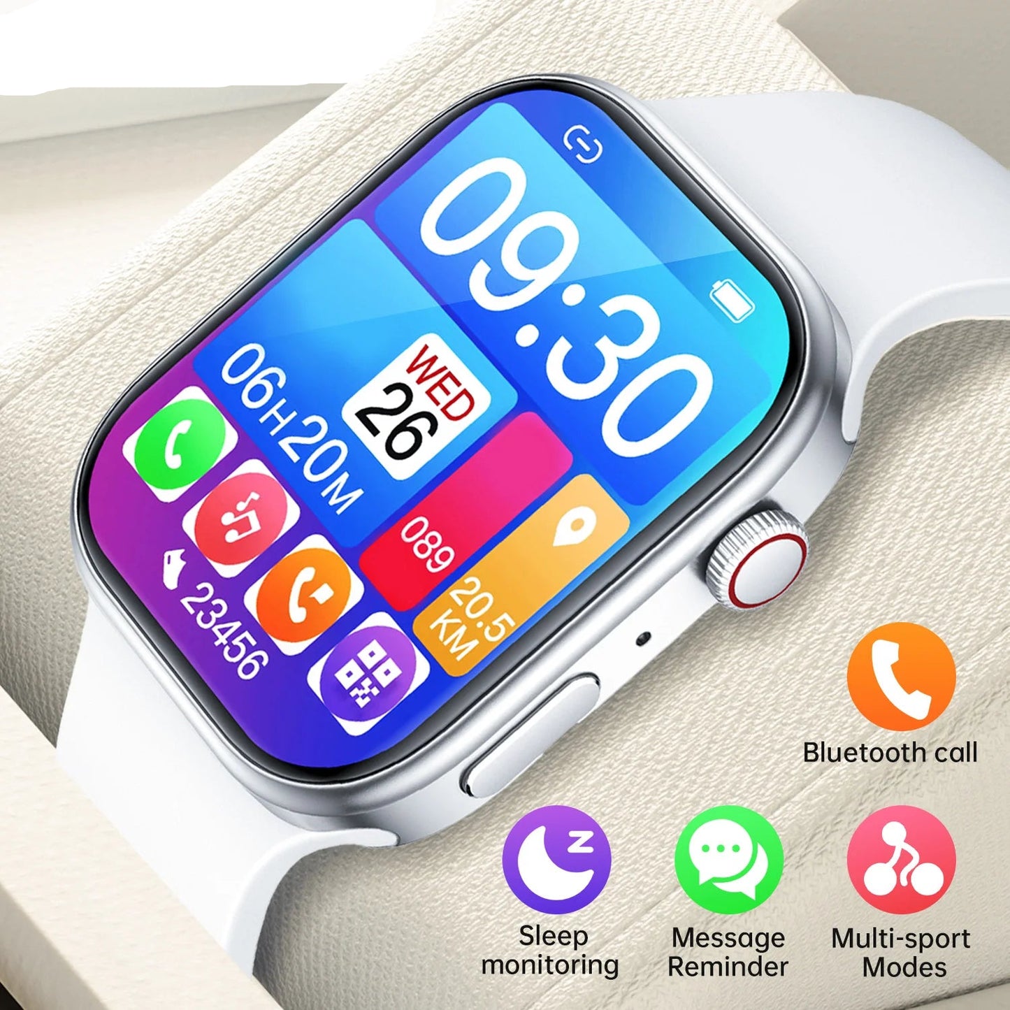 NEW Smartwatch 1.83"HD Screen Sleep&Health Monitoring Bluetooth Call Multi-Sport Modes Unisex