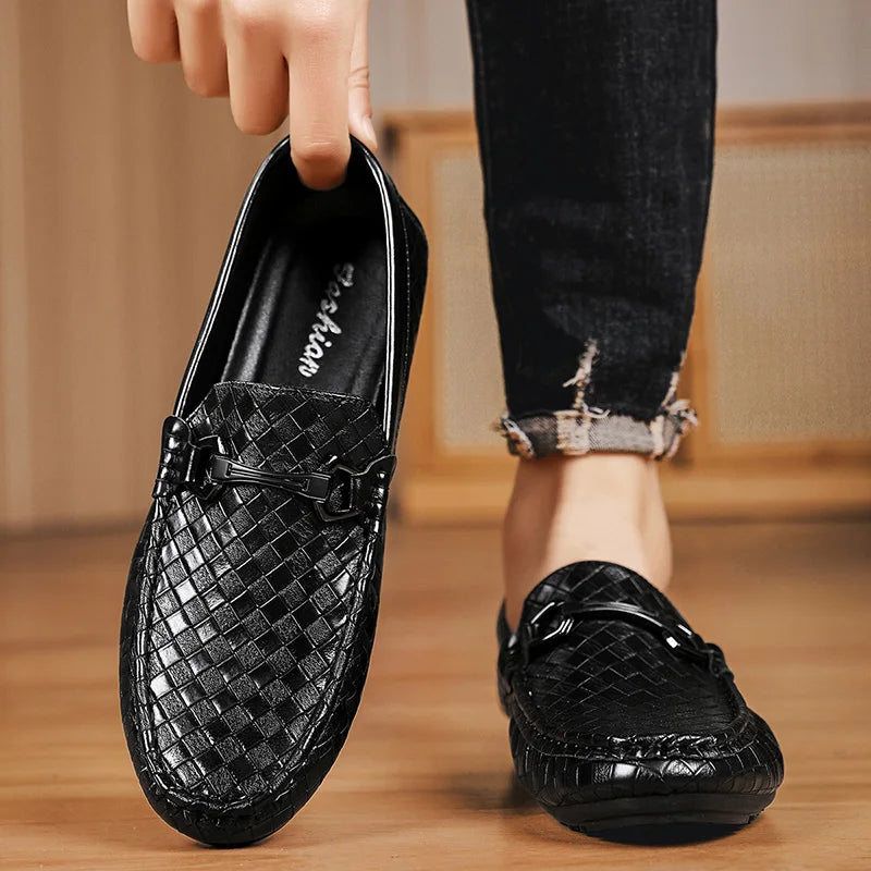 High Quality Men Loafers  Leather Shoes Slip on Flats Comfortable  Lightweight Walkingand  Driving Shoes