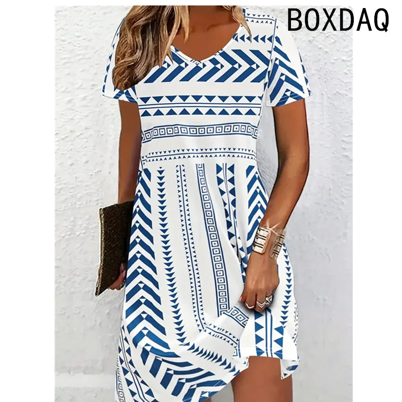 Short Sleeve O-Neck Elegant Vintage Dress