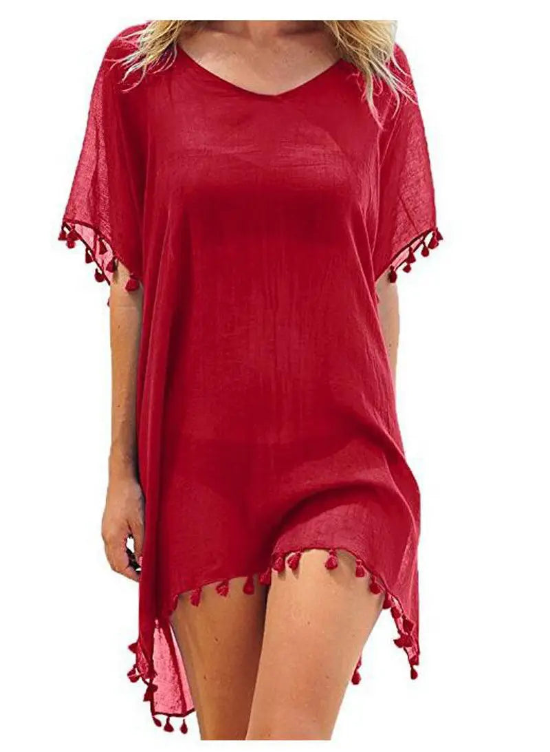 Summer Beach  Loose  Solid Color Casual Sea Side Clothes