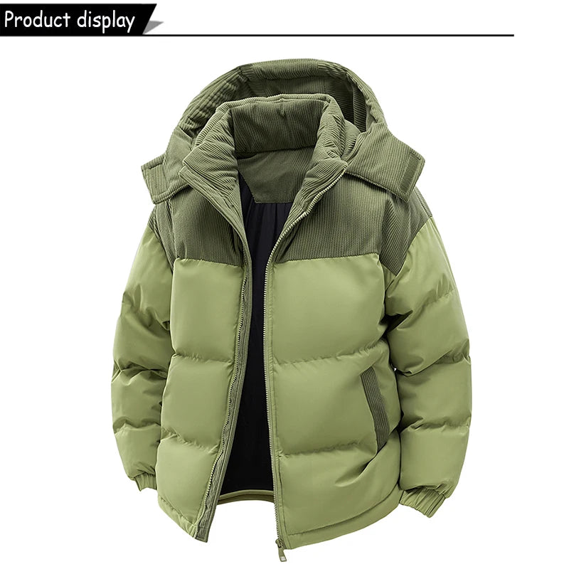 Winter  Outdoor Removable Hooded Windbreak Jacket  Warm Solid Jacket For Men