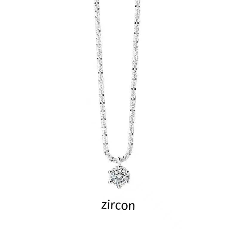 Super Sparkly D Color Moissanite Pendant silver chain plated 18K
